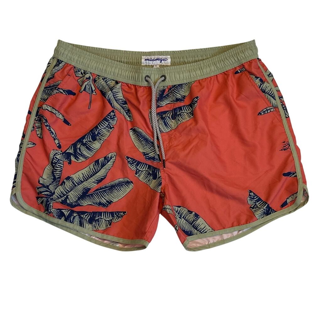 Maamgic Men's Swim Trunks Banana Leaves Size XL Tropical Quick Dry Mesh Lining